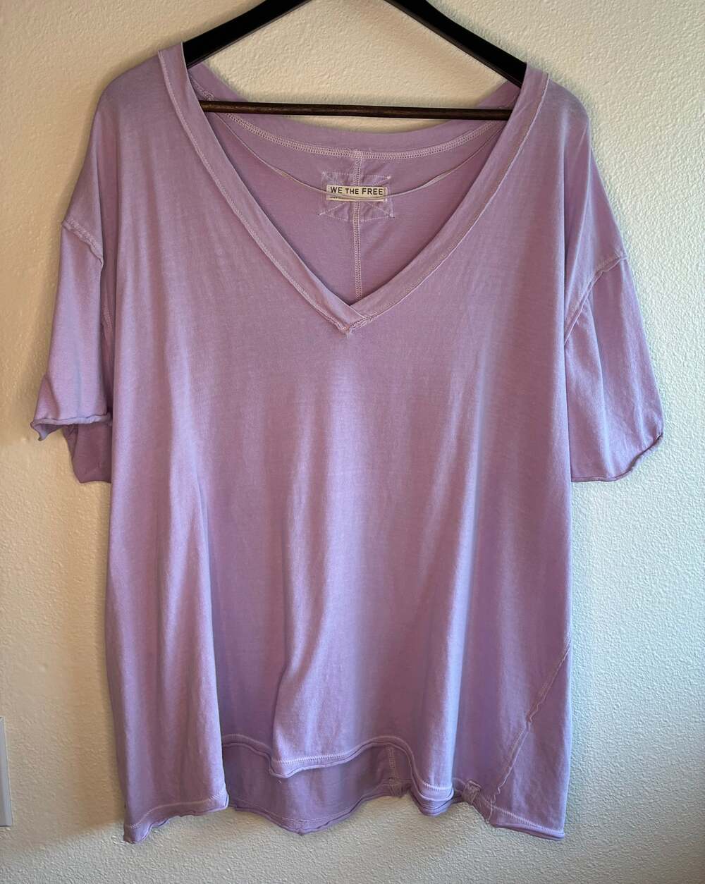 We The Free Nina V-Neck Tee Lavender Fields 100% Cotton Boxy Oversized | Small